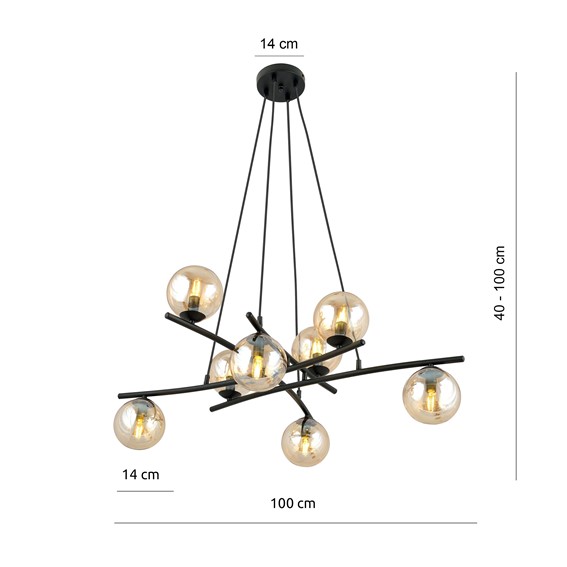 Lampa Wisząca ESSA 8 Czarny/Miodowy