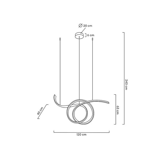 Lampa Wisząca WAVE 120 Złoty/Transparentny