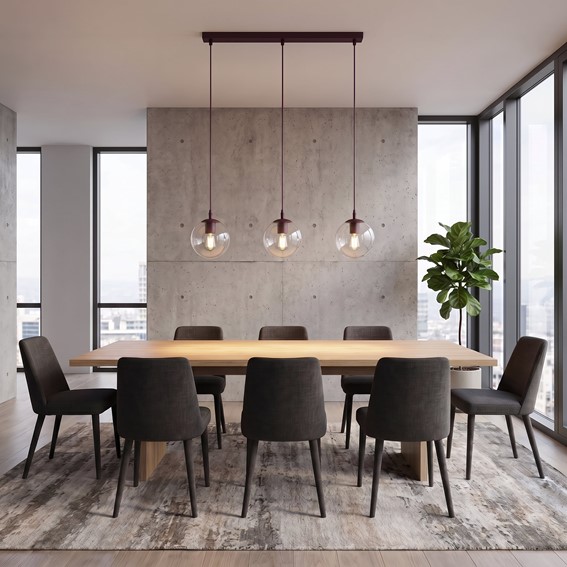 Lampa Wisząca COSMO 3 Burgundowy/Transparentny