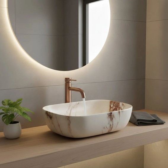 Umywalka Nablatowa BELINDA MARRONE MATT Beżowy