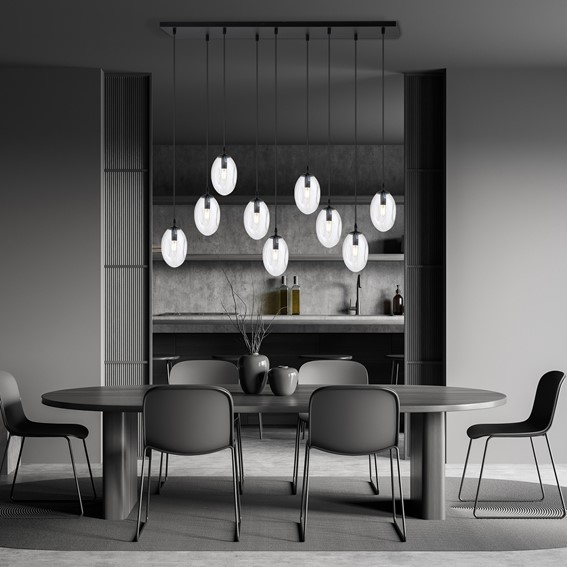 Lampa Wisząca ASTRAL 9 Czarny/Transparentny