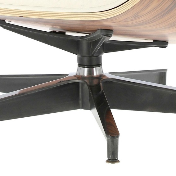 Fotel z Podnóżkiem VIP 54x82x85 Biały/Rosewood/Srebrna Baza