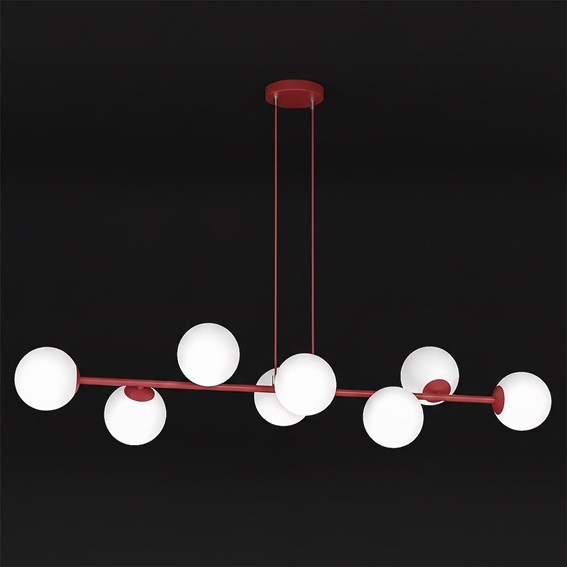 Lampa Wisząca MAGNUS 8 Burgundowy/Biały