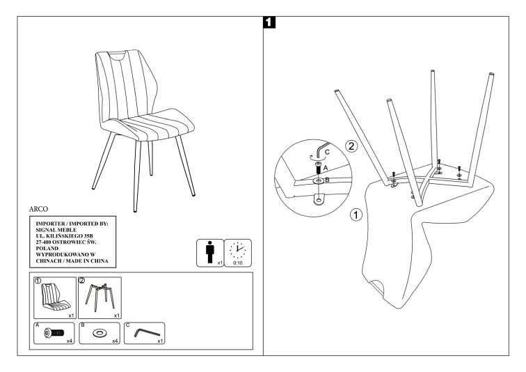 Krzesło ARCO Velvet Czarny/Szary Bluvel 14