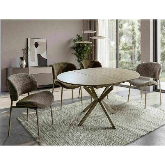 Stół Rozkładany GASTON Ceramic (135-100)x100cm Beż Połysk/Kaszmir