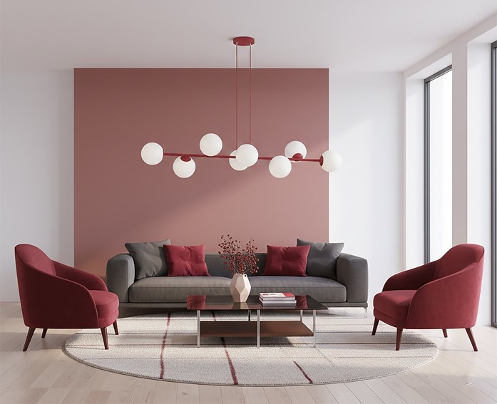 Lampa Wisząca MAGNUS 8 Burgundowy/Biały