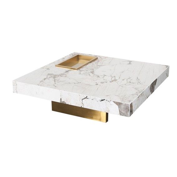 Stolik Kawowy MODIG M50 100x100cm Biały/Złoty