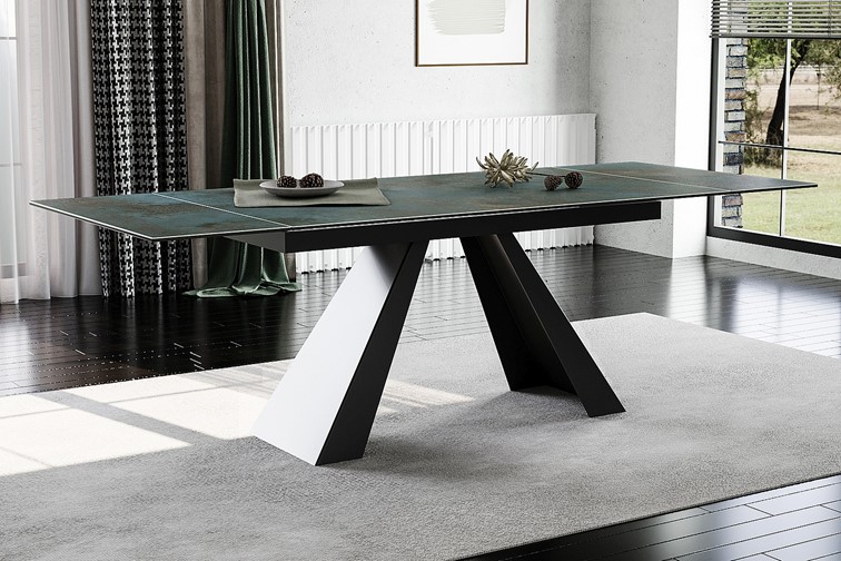 Stół Rozkładany SALVADORE Ceramic (160-240)x90 Ossido Verde/Czarny