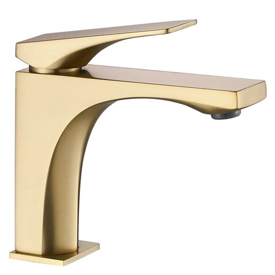 Bateria Umywalkowa Niska JOE Złoty Szczotkowany