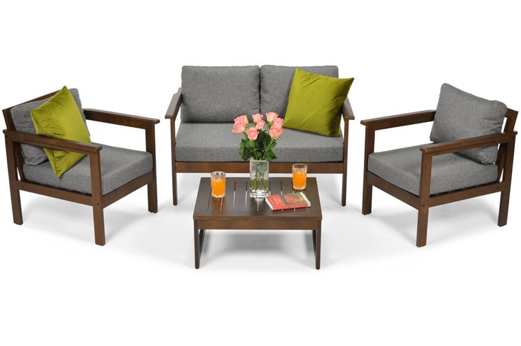 Zestaw Ogrodowy BELLA 4 Osobowy Brązowy/Grafitowy