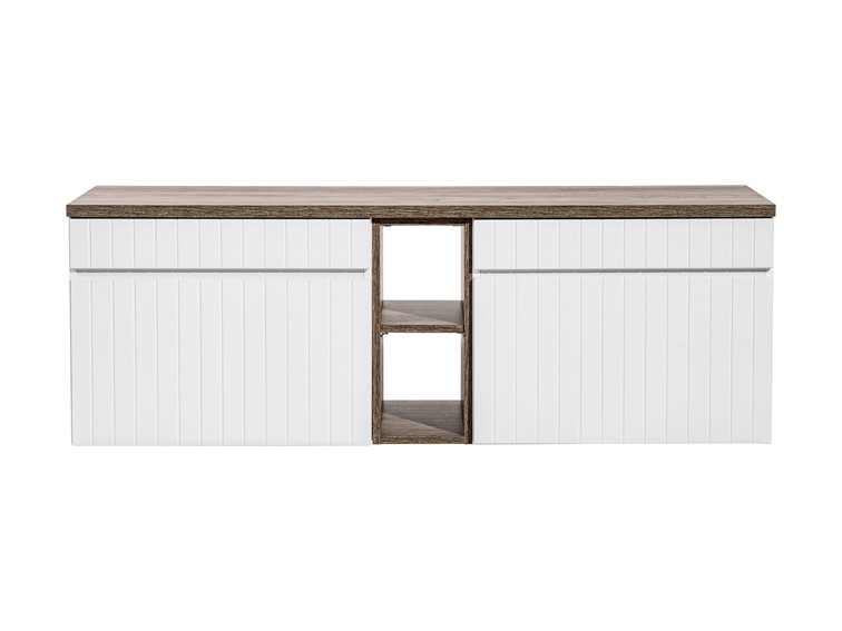 Zestaw ICW-B 140cm (2x Szafka + Blat + Regał) Biały/Dąb