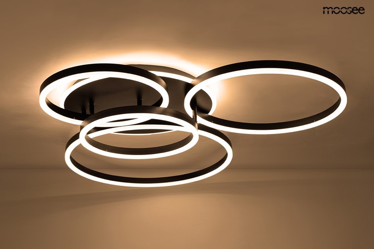 Lampa Sufitowa/Plafon RINGS 5 Czarny