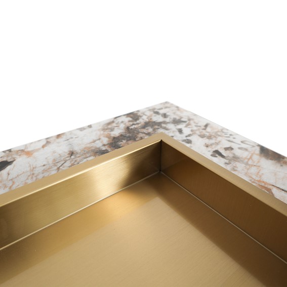 Stolik Kawowy MODIG M50 100x100cm Biały/Złoty