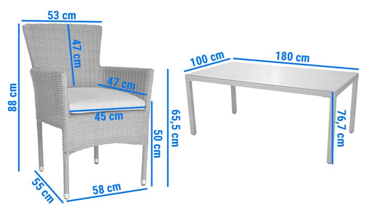 Zestaw Ogrodowy SANATA z Technorattanu 8 Osobowy Beżowy