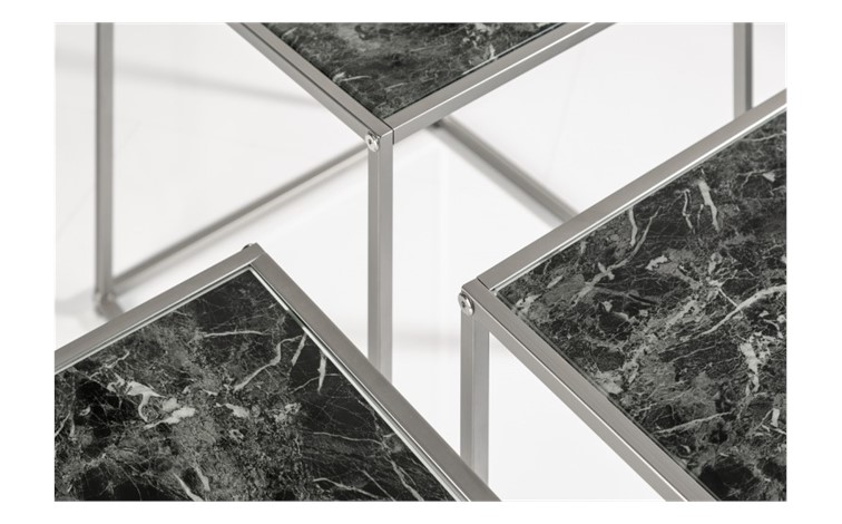 Zestaw Stolików Kawowych ELEMENTS 3 Czarny/Srebrny