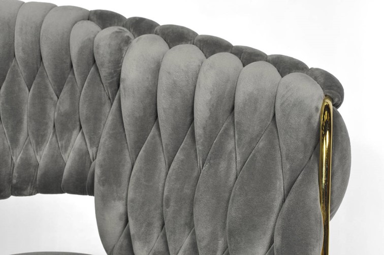 Krzesło IRIS LUX Welur Złoty/Szary