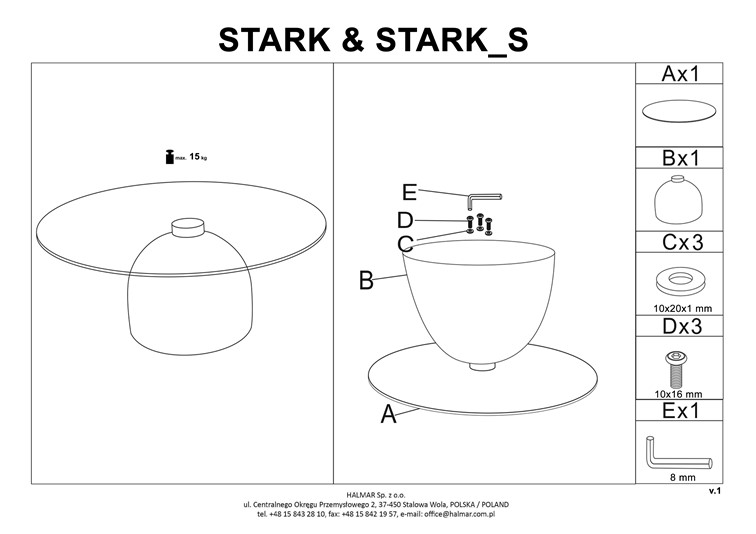 Ława STARK_S fi50 Dymiony/Kaszmirowy
