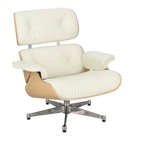 Fotel VIP 54x82x85 Biały/Natural Oak/Srebrna Baza