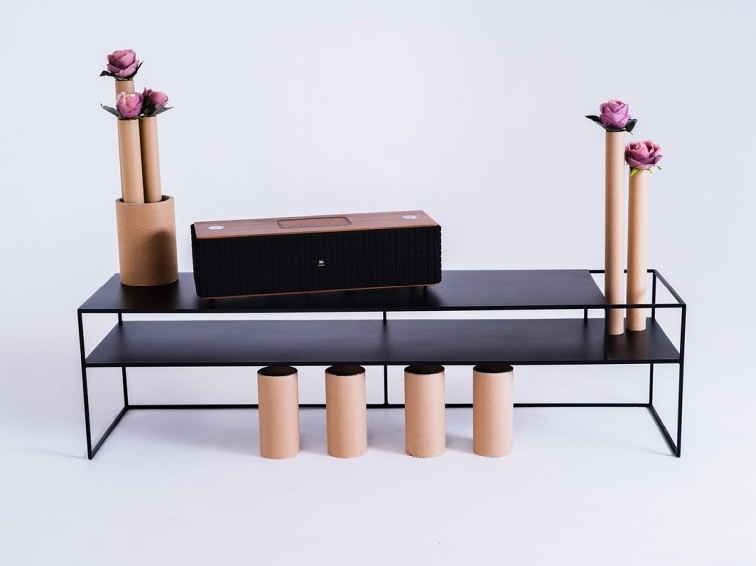 Stolik RTV Senso Flower Metal P 170x45 Czarny