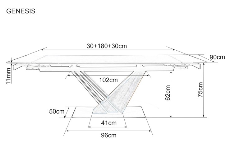 Stół Rozkładany GENESIS (180-240)x90 Jesion/Czarny