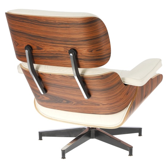 Fotel z Podnóżkiem VIP 54x82x85 Biały/Rosewood/Srebrna Baza