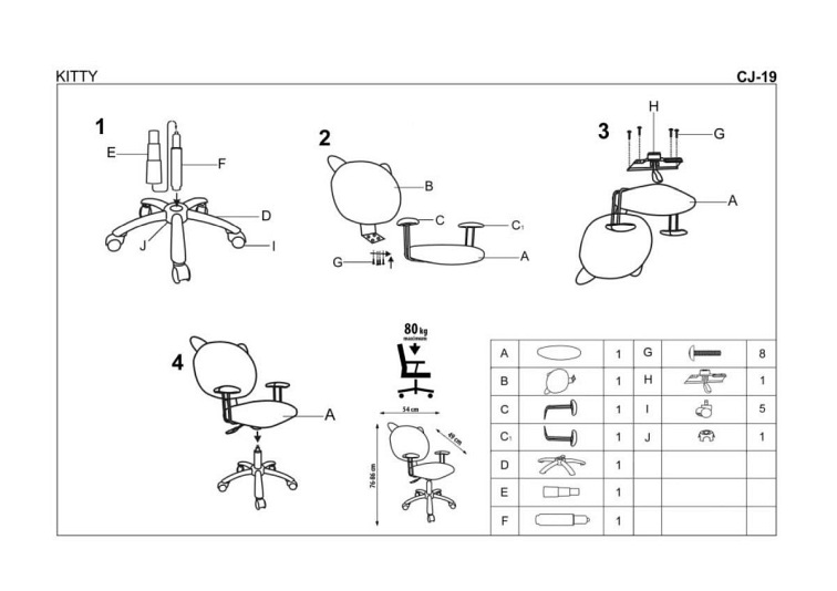 Fotel Obrotowy Młodzieżowy KITTY Różowy