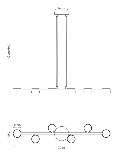 Lampa Wisząca MEGARA 6 Czarny