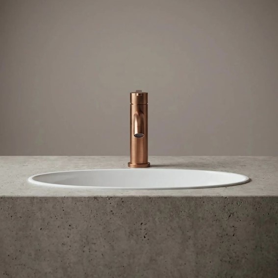Bateria Umywalkowa Niska ONTARIO Miedź Szczotkowany
