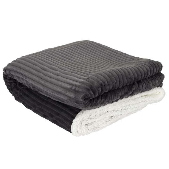 Koc SHERPA Prążkowany 180x220cm Szary