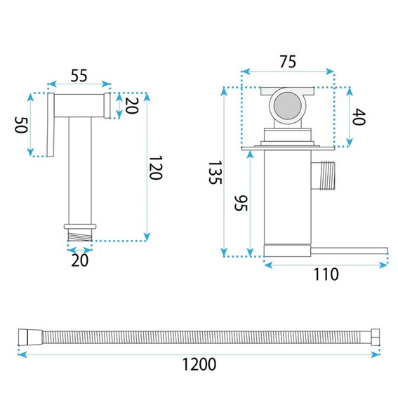 Bateria Bidetowa FOSS CLIF Nikiel Szczotkowana