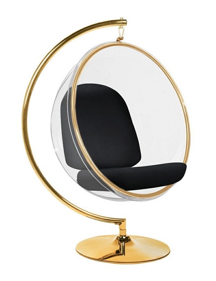 Fotel BUBBLE STAND GOLD Poduszka Czarna