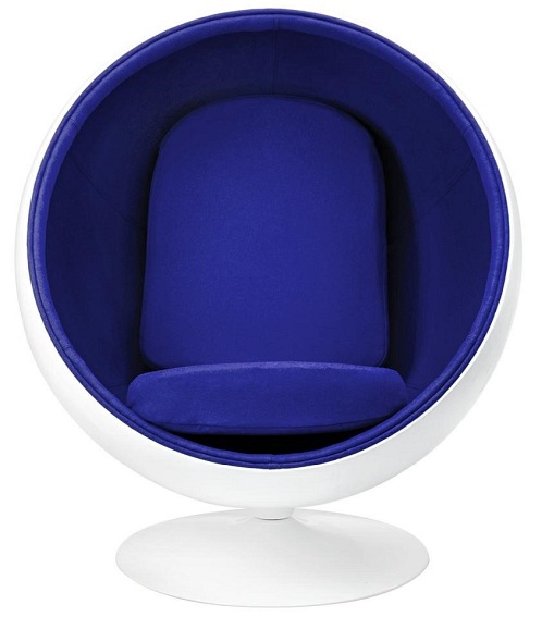 Fotel BALL Biało Niebieski