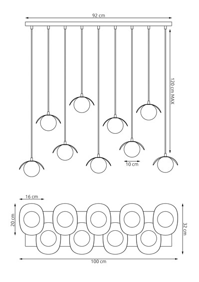 Lampa Wisząca RITUAL 9 Czarny