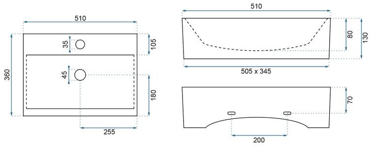 Umywalka Nablatowa/Ścienna BONITA Biały