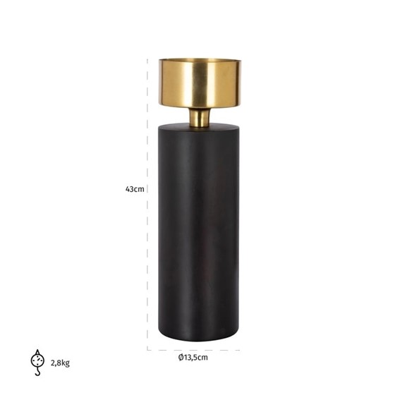 Świecznik TESS L Czarny/Złoty