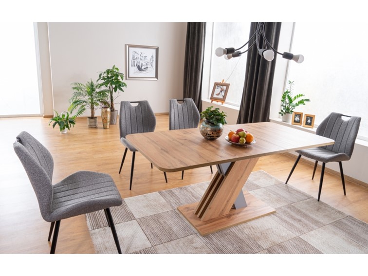 Stól Rozkładany EXEL (140-180)x85 Antracyt/Dąb Artisan