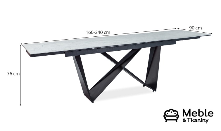 Stół Rozkładany CAVALLI II (240-160)x90 Ceramic Biały/Czarny Mat