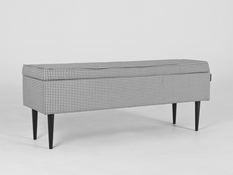 Puf Edi 120x40x50 Ciemna Pepita/Czarny