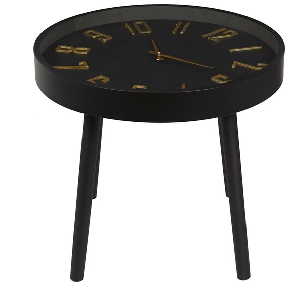 Stolik Kawowy TELIS Czarny z Zegarem