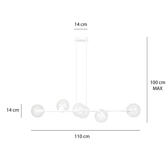 Lampa Wisząca ROSSI 6 Biały/Transparentny