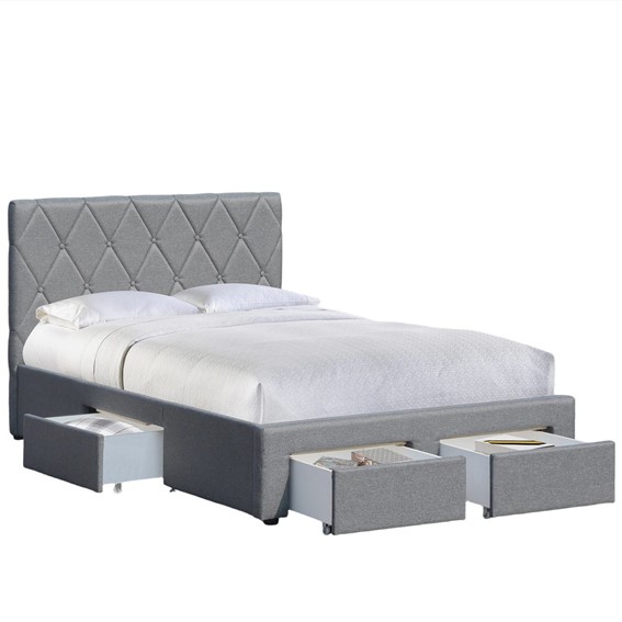 Łóżko BETINA z Pojemnikiem 120x200 cm Popielaty