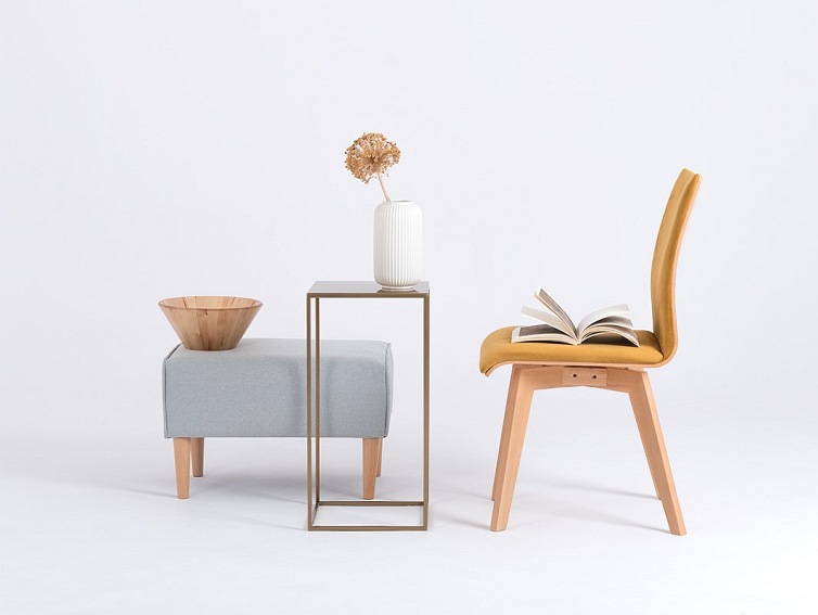 Stolik TENSIO METAL 30 Złoty/Biały