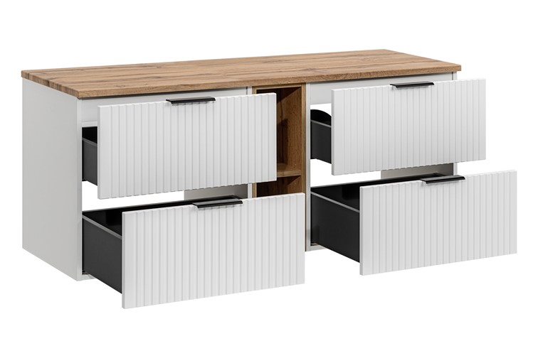 Zestaw ADW B 81-01 140cm (2x Szafka + Regał + Blat) Biały/Dąb