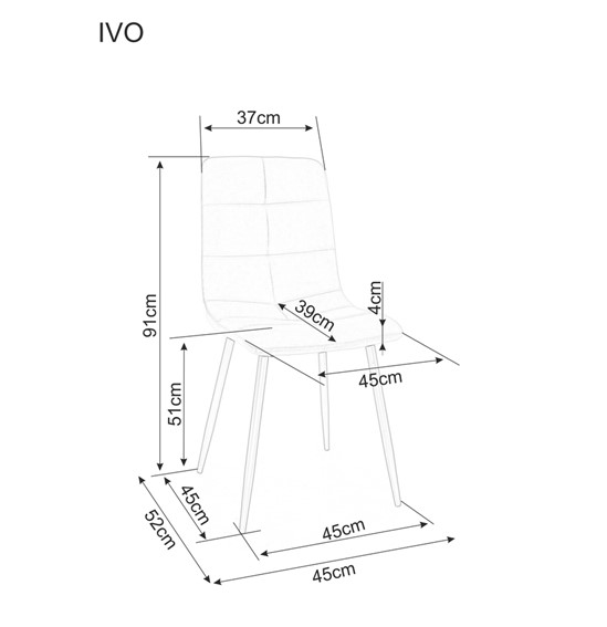 Krzesło IVO Velvet Czarny/Szary Bluvel 14