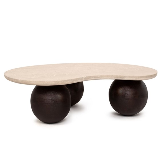 Stolik Kawowy ORGANIC Trawertyn/Brązowy