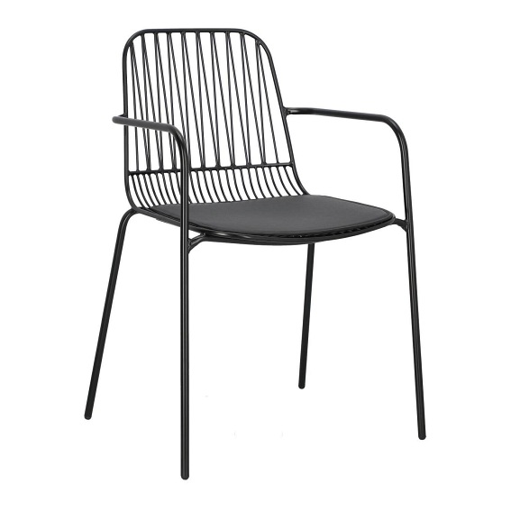 Krzesło z Poduszką PU Willy Arm Black 56x53x83 Czarny