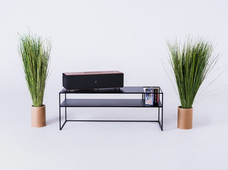 Stolik RTV Senso Flower Metal P 120x45 Czarny