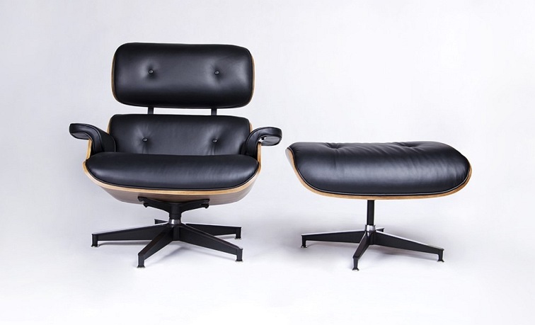 Fotel LOUNGE HM PREMIUM SZEROKI Z Podnóżkiem Czarny Skóra Naturalna