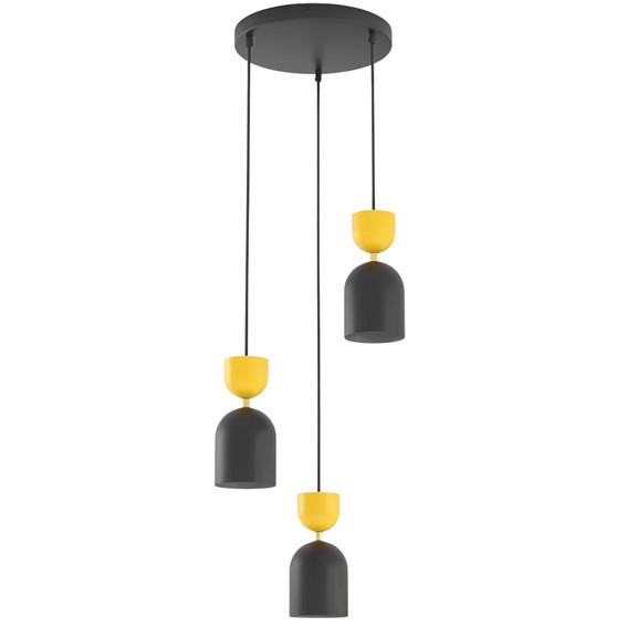 Lampa Wisząca GAUDI 3PREM Czarny/Pomarańczowy