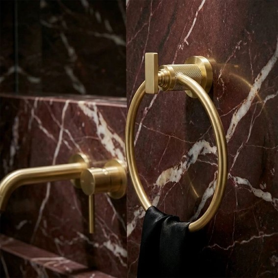 Wieszak na Ręcznik Ring 81307 RIVO Złoty Szczotkowany